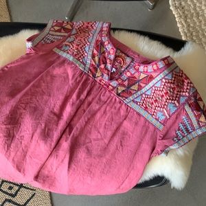 Johnny Was linen embroidered top